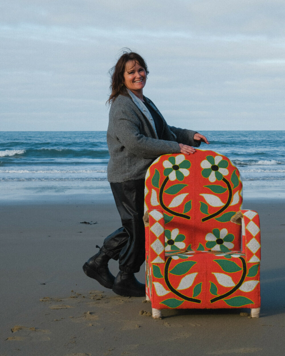 Yoruba Beaded Throne Chair | Red