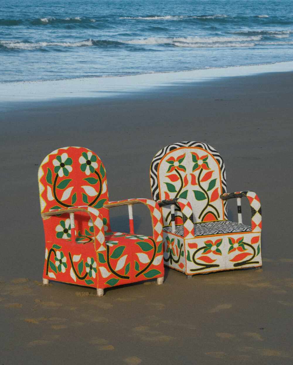 Yoruba Beaded Throne Chair | White