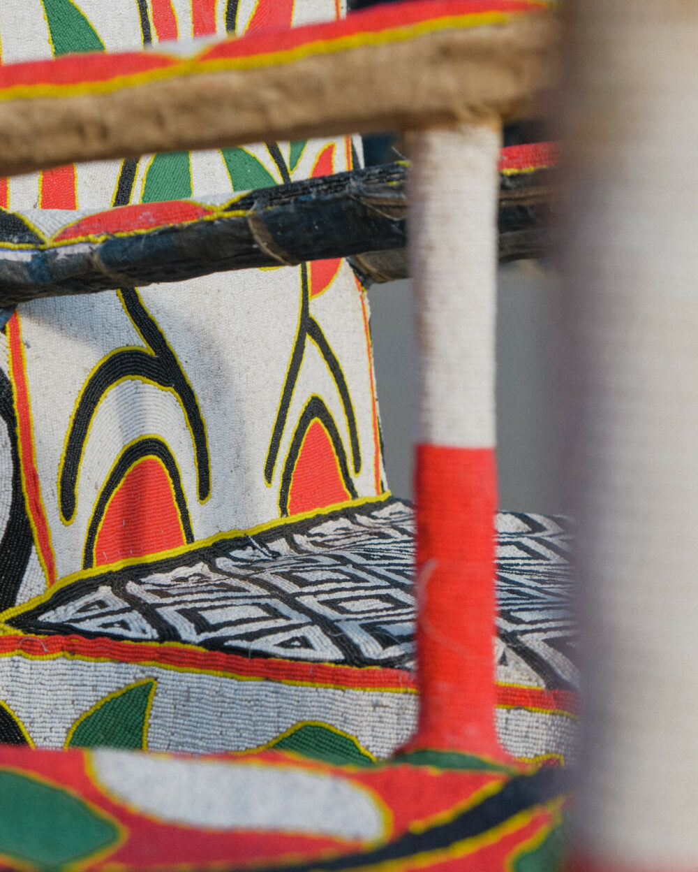 Yoruba Beaded Throne Chair | White - Image 3