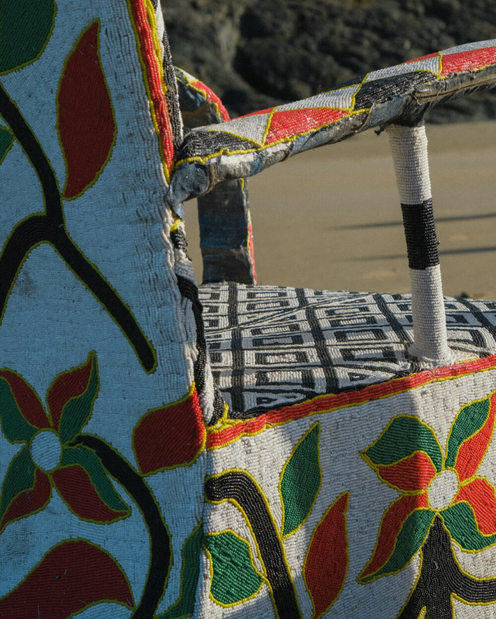 Yoruba Beaded Throne Chair | White - Image 6