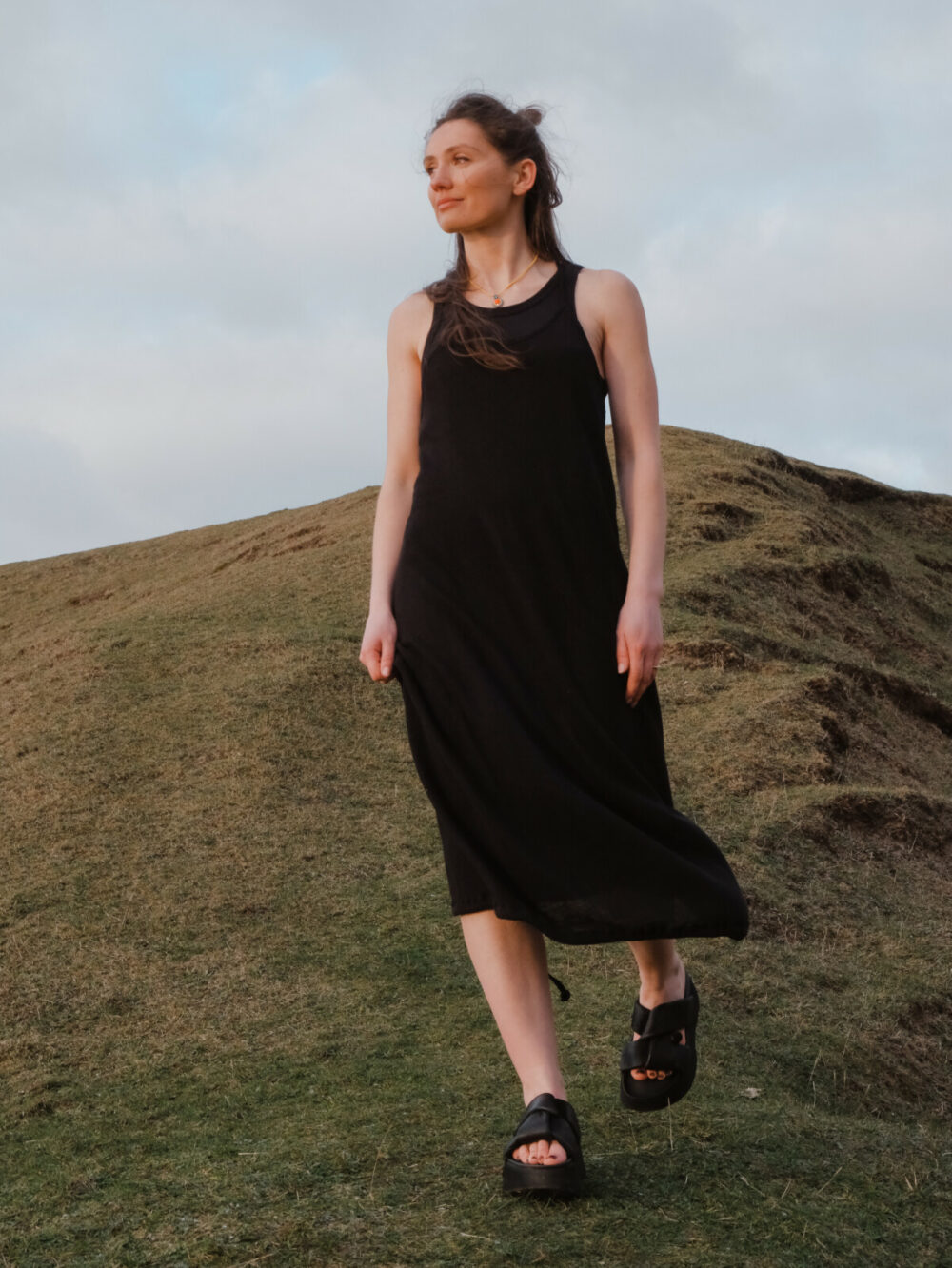 Sort Aarhus Strap Dress | Black - Image 3