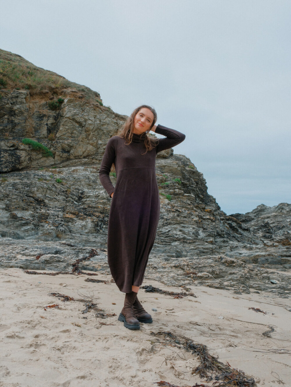 Neirami Turtleneck Dress | Brown - Image 4