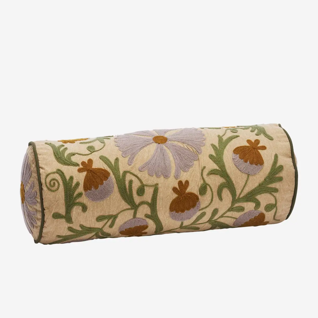 Suzani Embroidered Bolster Cushion